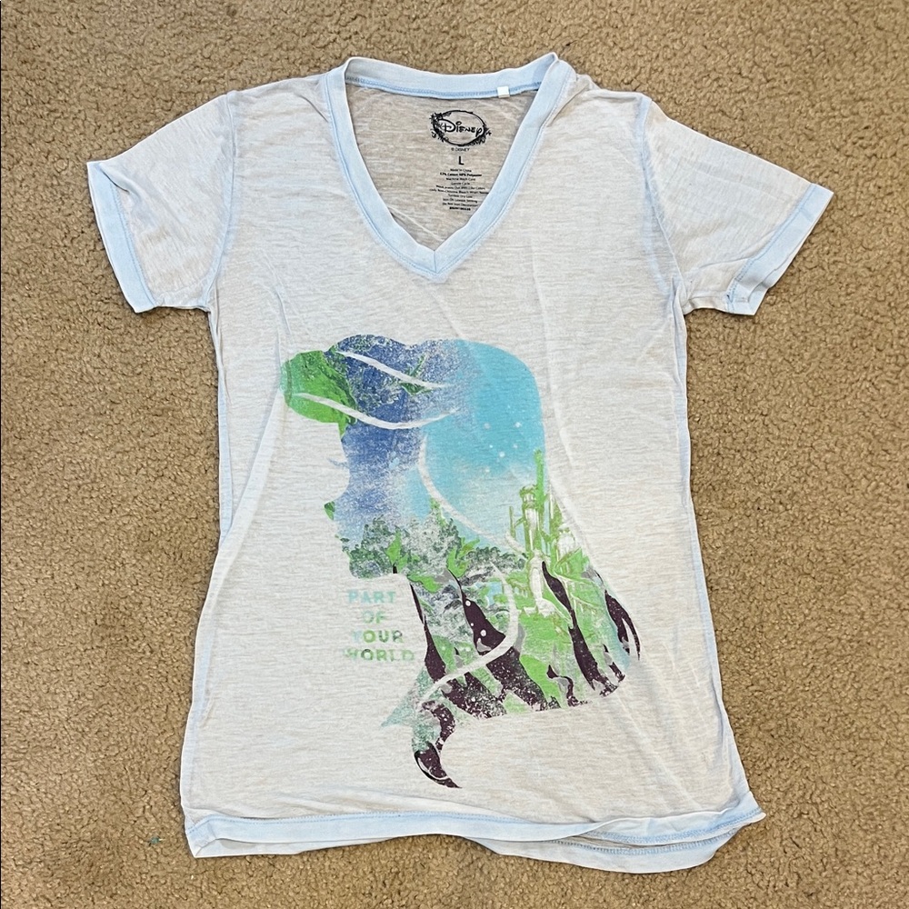 Disney White and Blue Ariel Graphic Tee
